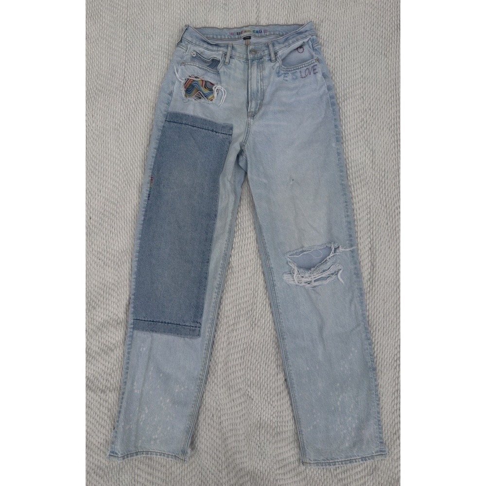 American Eagle Strigid Highest Rise Baggy‎ Straight Pride Jeans Size 5/ 27"